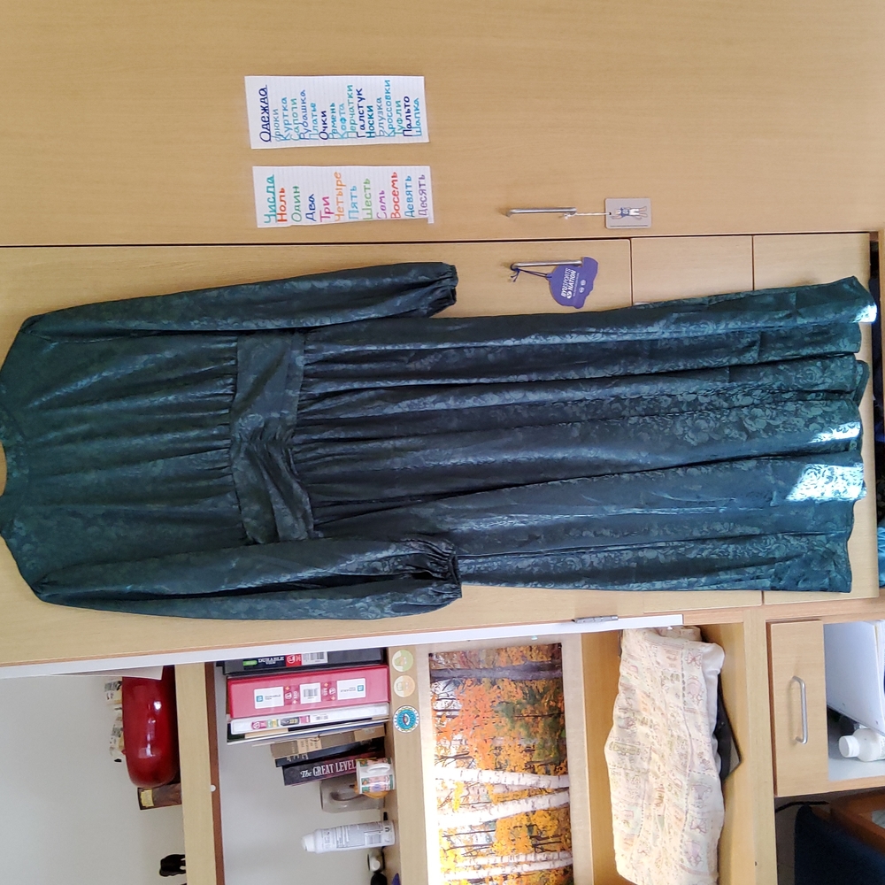 Long, dark green dress